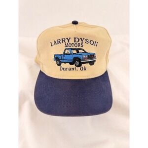 Otto Cap Larry Dyson Motors Trucker Hat Tan Navy Blue Vintage Adjustable Cotton